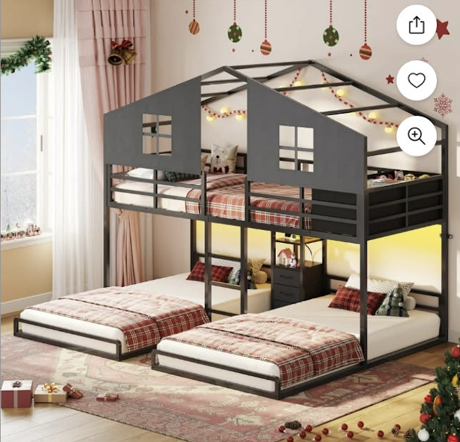 Triple bunk bed for 3 kids sharing a room image